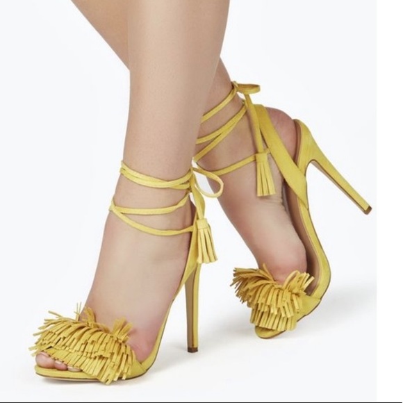 yellow tassel heels